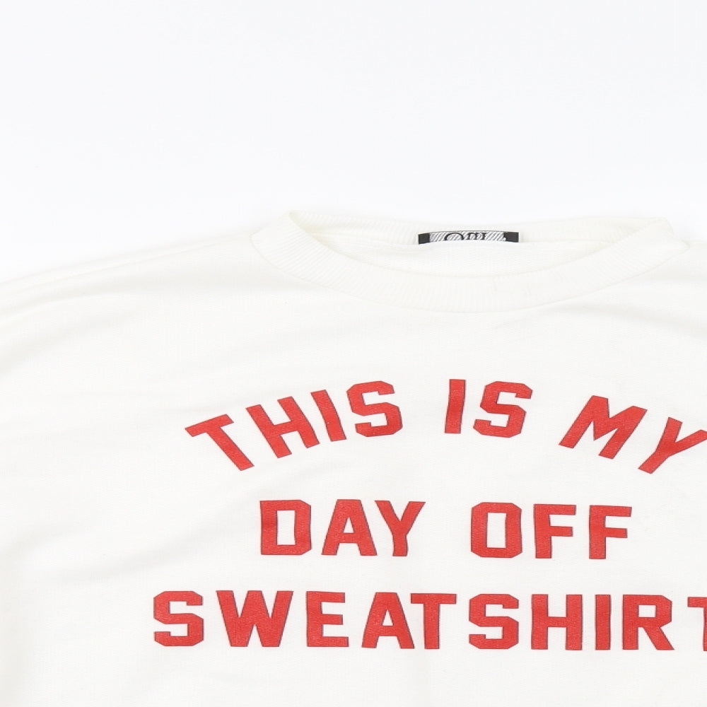 Oui Womens White   Pullover Sweatshirt Size L  - Day Off