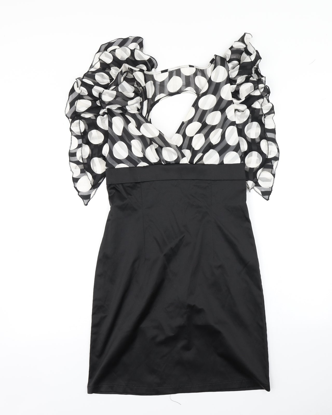 Explosion Womens Black Polka Dot  Bodycon  Size 10