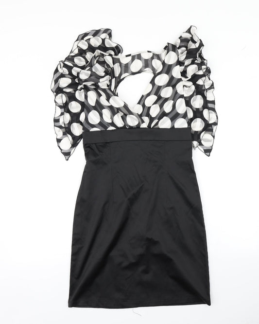 Explosion Womens Black Polka Dot  Bodycon  Size 10
