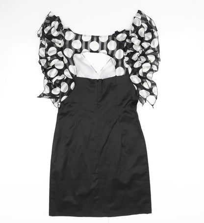 Preloved Explosion Womens Black Polka Dot  Bodycon  Size 10 - Back