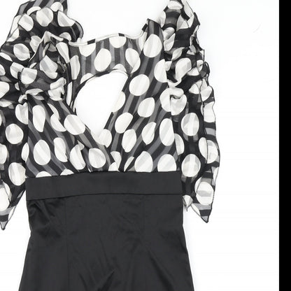 Preloved Explosion Womens Black Polka Dot  Bodycon  Size 10 - Detail
