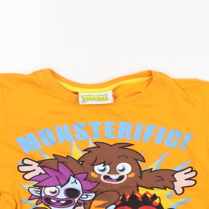 Preloved moshi monsters Girls Orange   Basic T-Shirt Size 7-8 Years - Detail