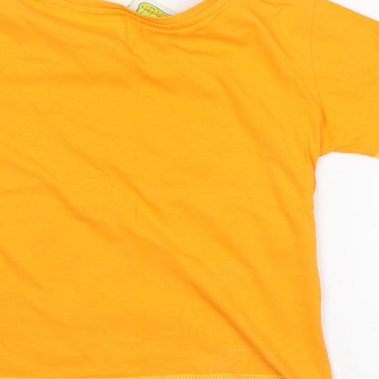 Preloved moshi monsters Girls Orange   Basic T-Shirt Size 7-8 Years - Label