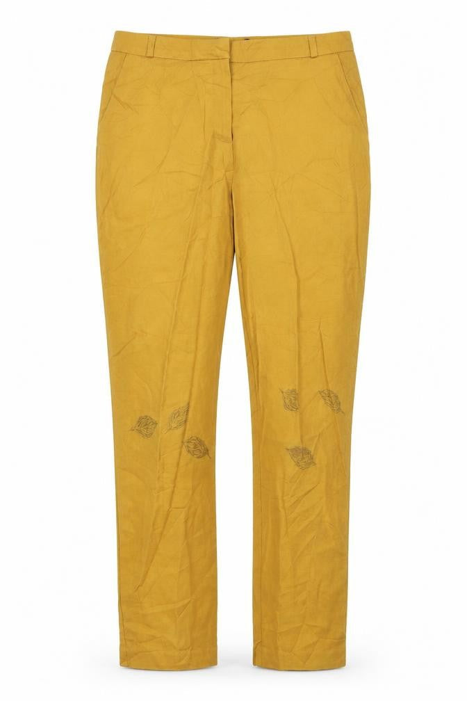 F&F Womens Yellow Floral  Trousers  Size 10 L28 in