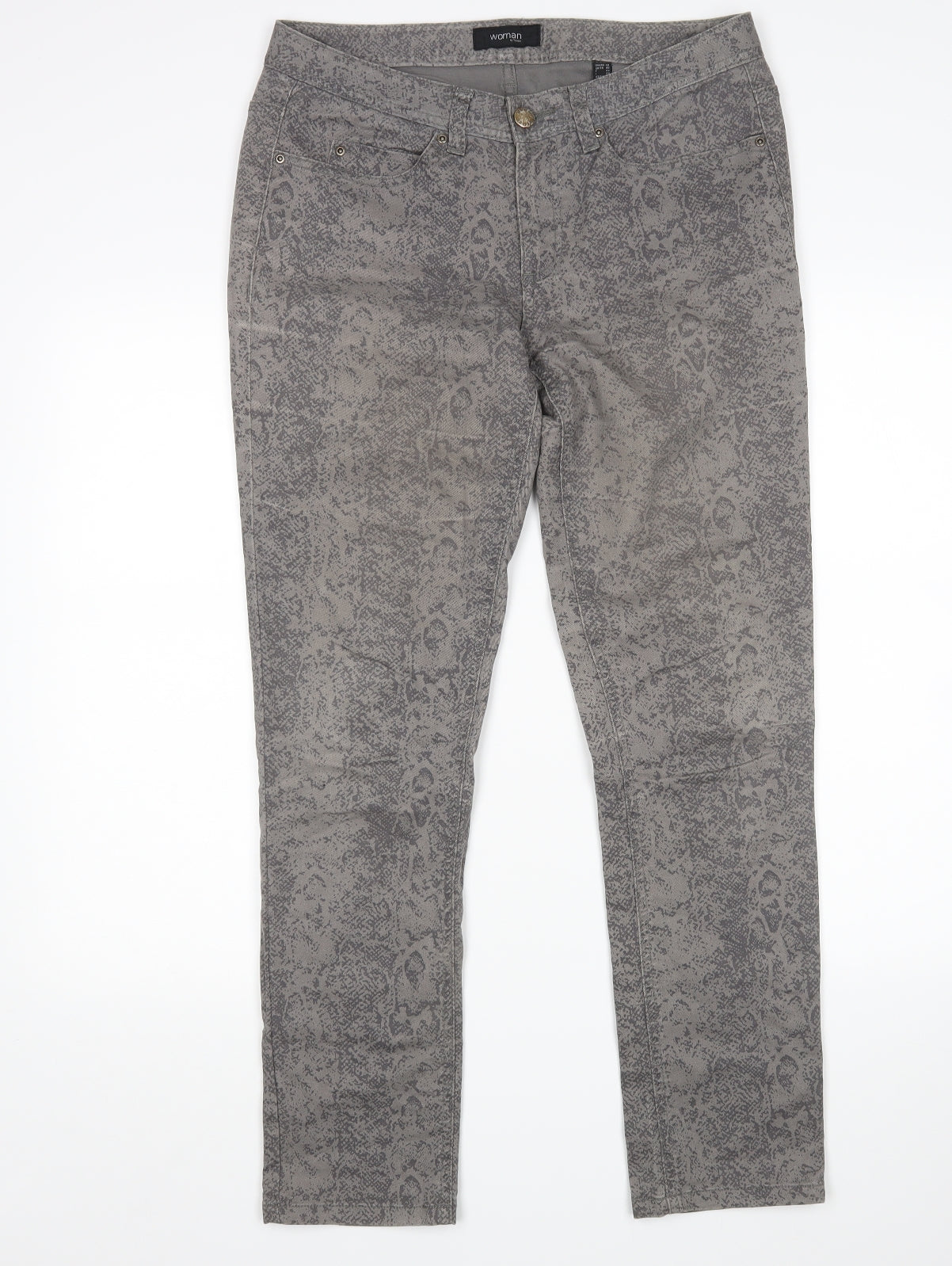 Tchibo Womens Grey Animal Print  Straight Jeans Size 12 L29 in