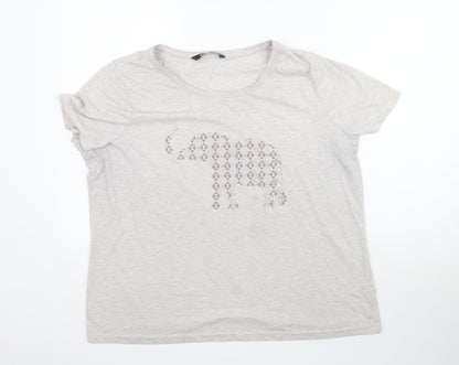 Bonmarché Womens Grey Basic T-Shirt Size 2 - Elephant