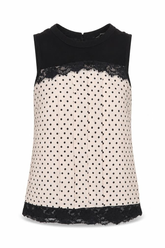 Dorothy Perkins Womens Beige Polka Dot  Basic Blouse Size 8