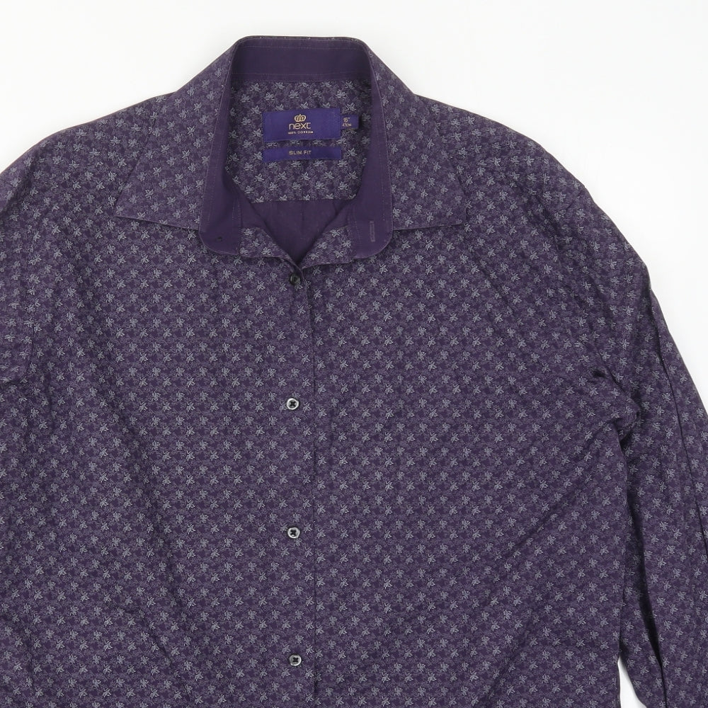 NEXT Mens Purple Floral   Button-Up Size 16