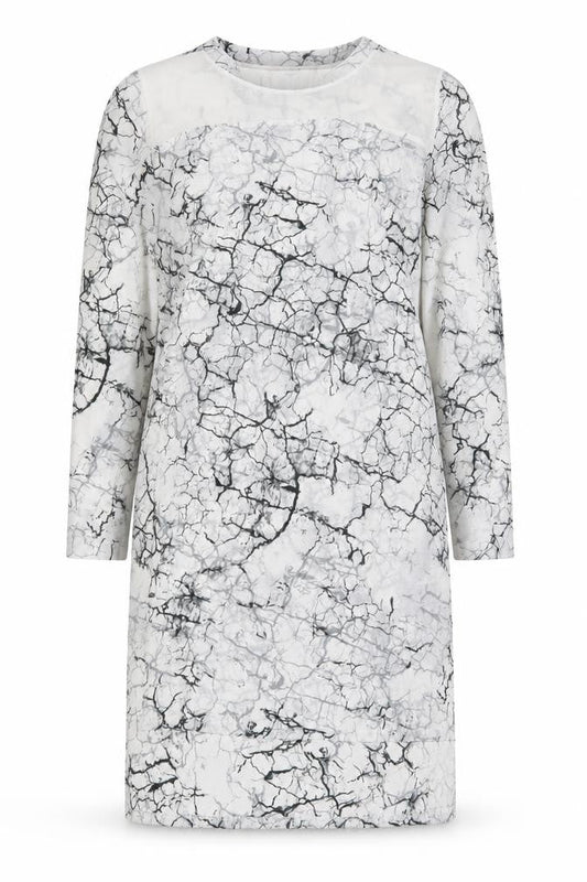 Next Womens White   T-Shirt Dress  Size 12  - Black and White Marble Effect