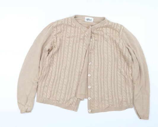 Afibel Womens Beige  Knit Cardigan Jumper Size 10