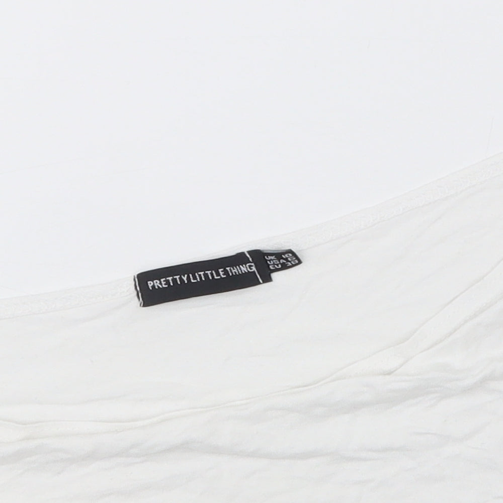 PRETTYLITTLETHING Womens White   Cropped T-Shirt Size 10