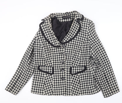 Preloved Wardrobe Womens Black Houndstooth  Jacket  Size 14 - Front