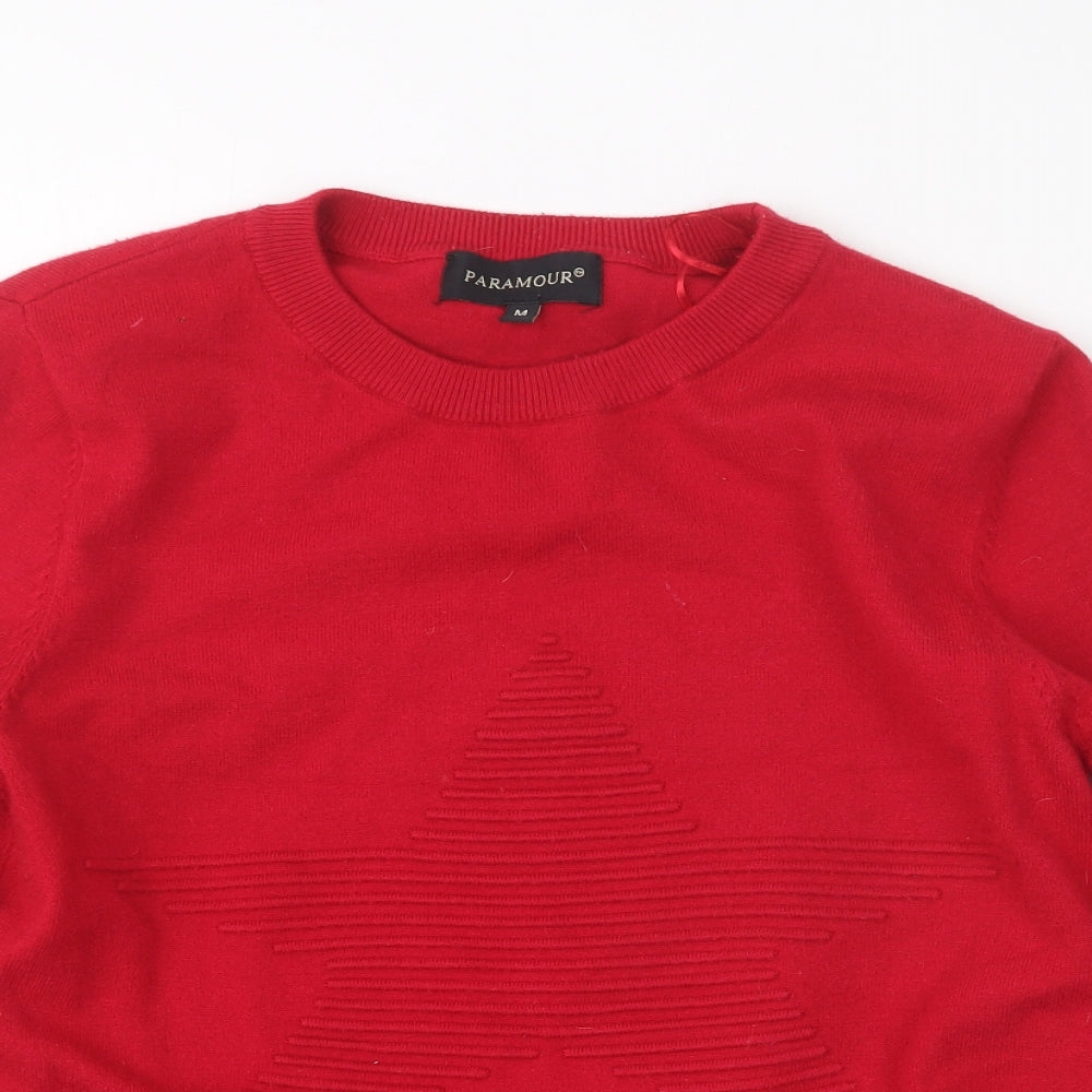 Paramour Womens Red  Knit Pullover Jumper Size M