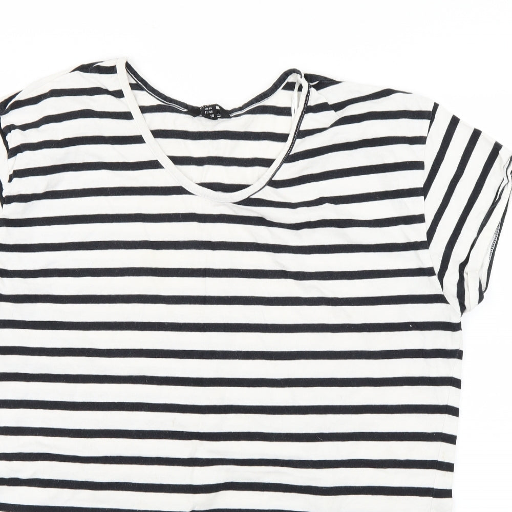 Miso Womens Multicoloured Striped  Basic T-Shirt Size 14