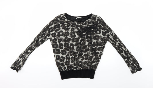 vegas Womens Brown Animal Print  Pullover Jumper Size M
