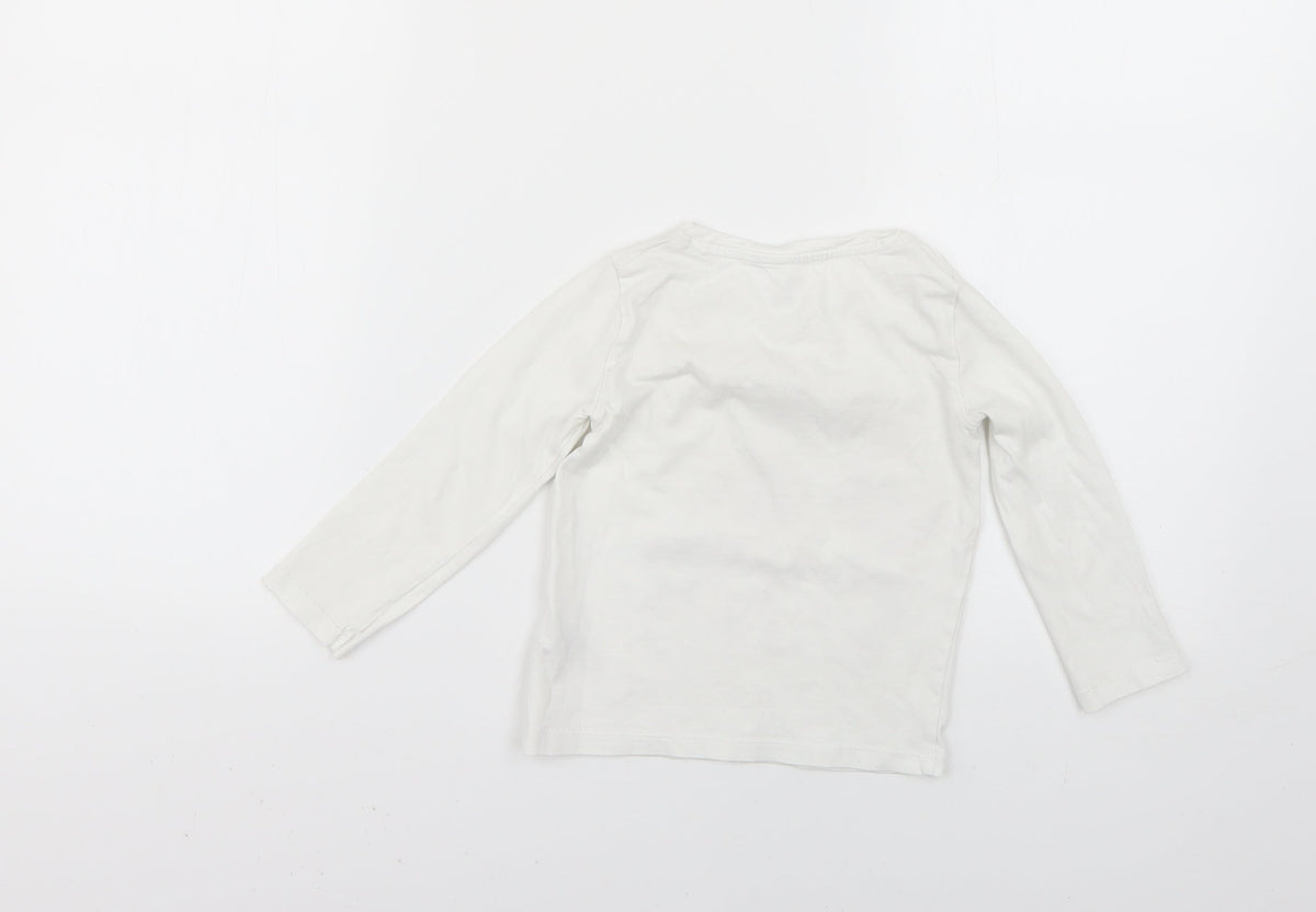 F&F Girls White Geometric  Basic T-Shirt Size 2-3 Years