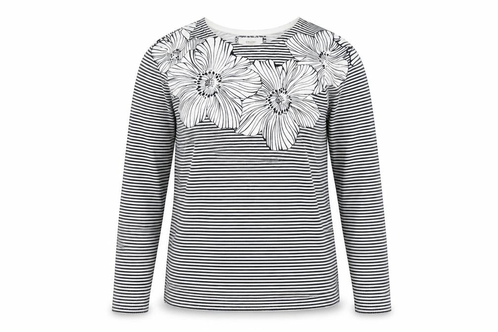 Maine Womens Black Striped Knit Pullover Jumper Size 16