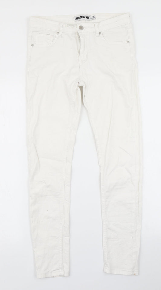 The Rockn Rev Womens White  Denim Skinny Jeans Size 10 L28 in