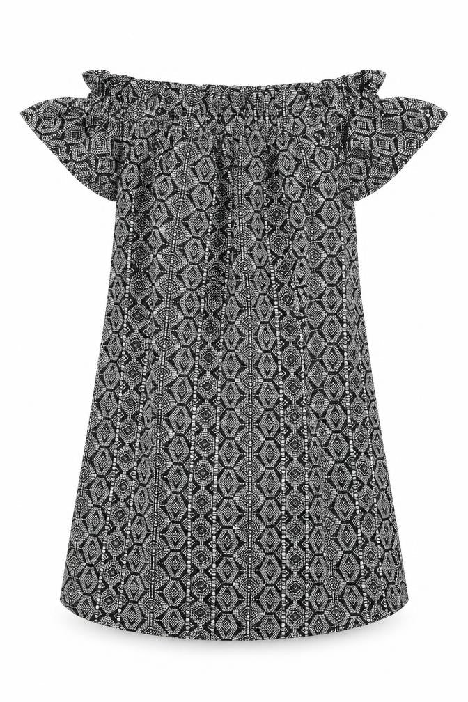 Atmosphere Womens Black Geometric  A-Line  Size 8