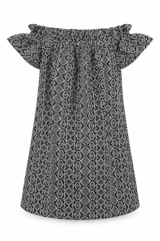 Atmosphere Womens Black Geometric  A-Line  Size 8