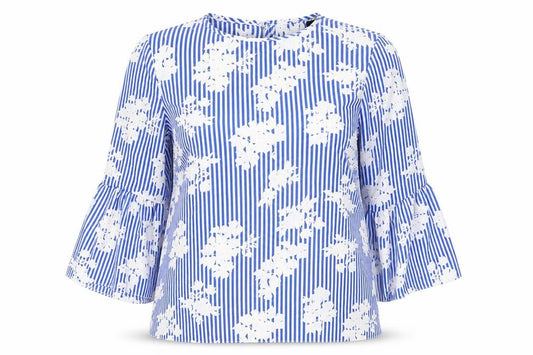 Atmosphere Womens Blue Striped  Basic Blouse Size 12