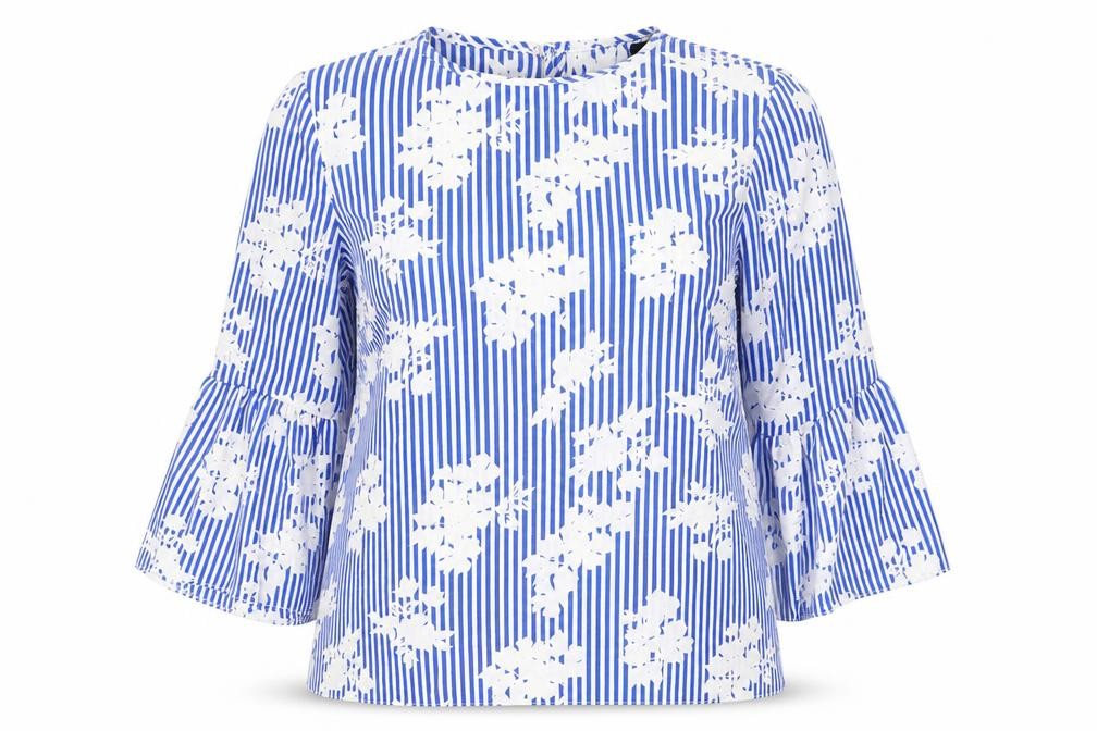 Atmosphere Womens Blue Striped  Basic Blouse Size 12