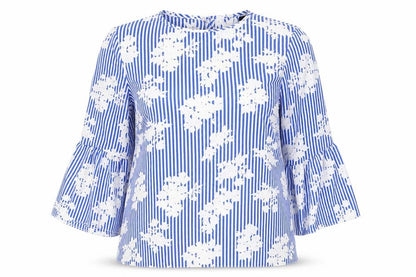 Atmosphere Womens Blue Striped  Basic Blouse Size 12