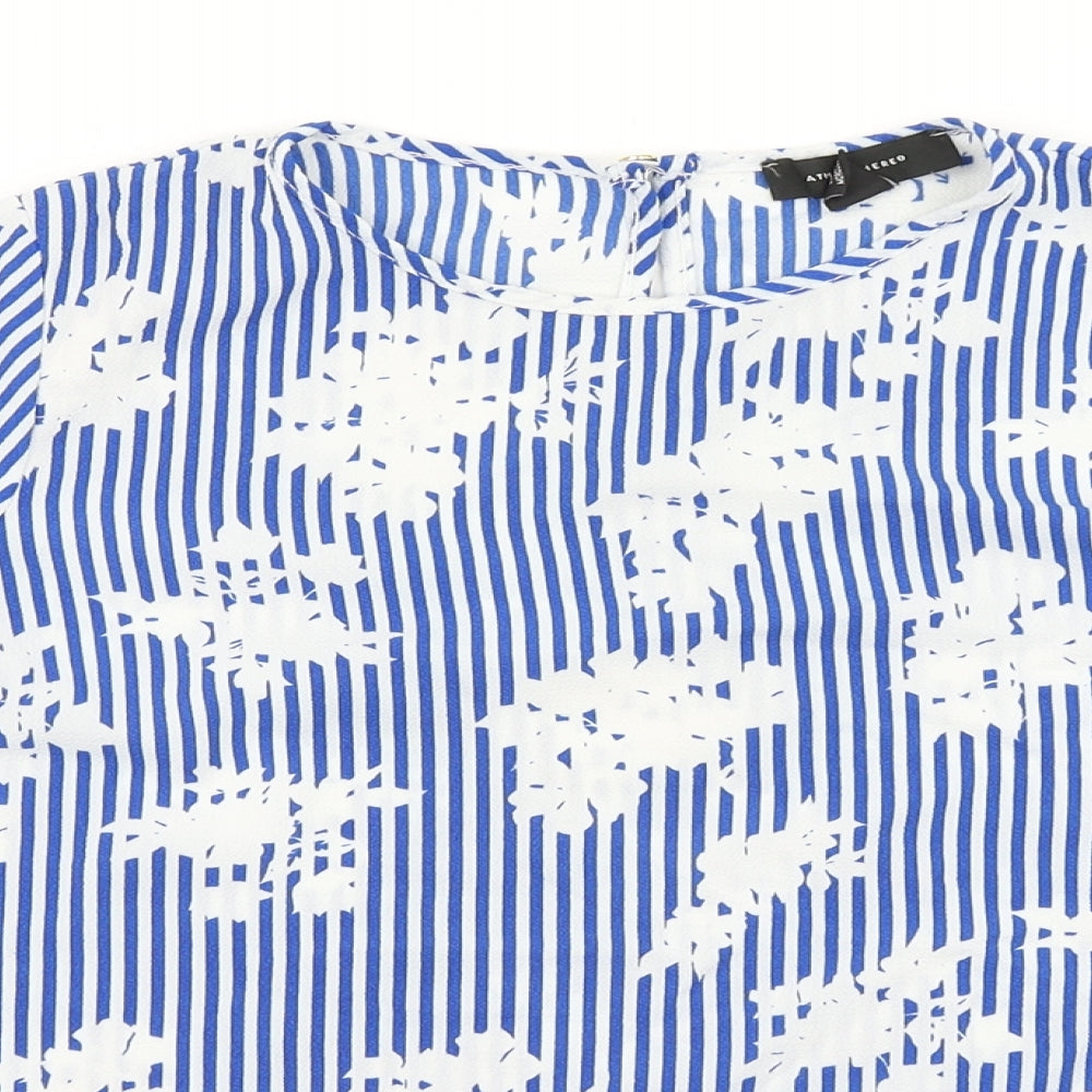 Atmosphere Womens Blue Striped  Basic Blouse Size 12