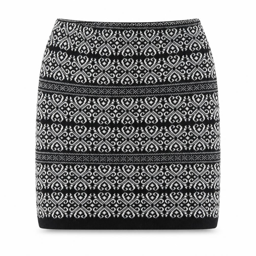 Boohoo Womens Black Paisley Knit A-Line Skirt Size S