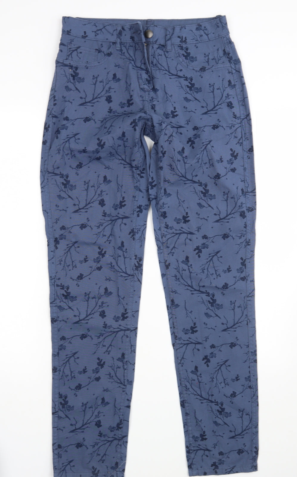 Preworn Womens Blue Floral Denim Straight Jeans Size 30 in L31 in