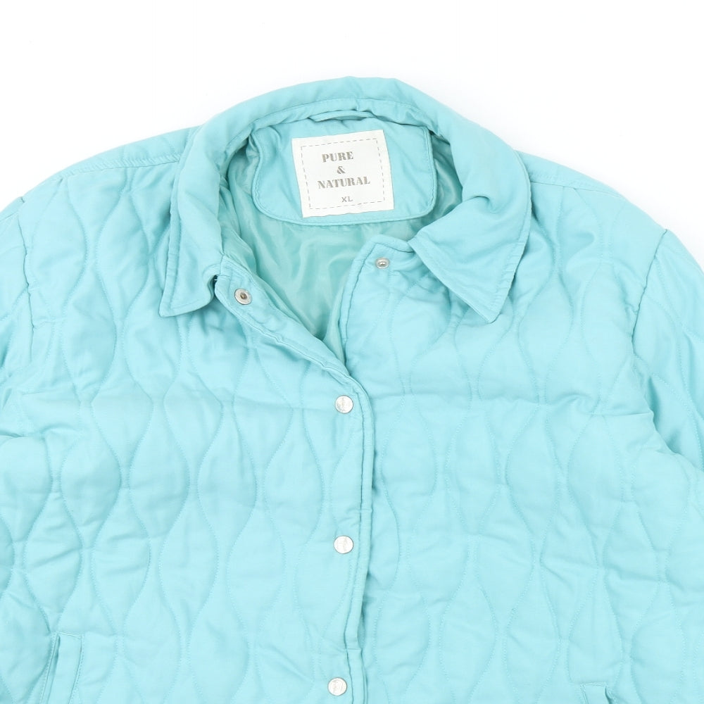 Pure & natural Womens Blue   Rain Coat Coat Size XL
