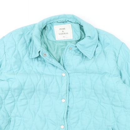 Pure & natural Womens Blue   Rain Coat Coat Size XL