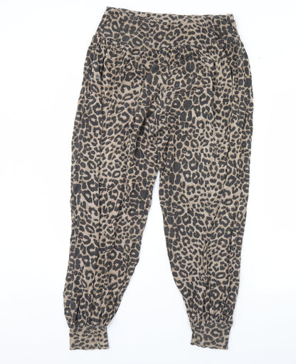 Preworn Womens Brown Animal Print  Trousers  Size 16 L29 in