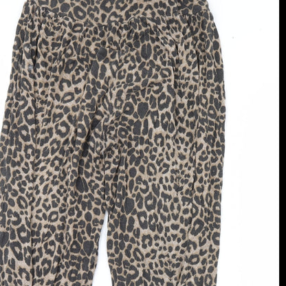 Preworn Womens Brown Animal Print  Trousers  Size 16 L29 in
