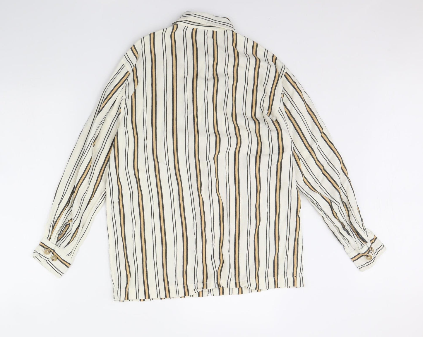 Topshop Womens White Striped  Basic Button-Up Size 8