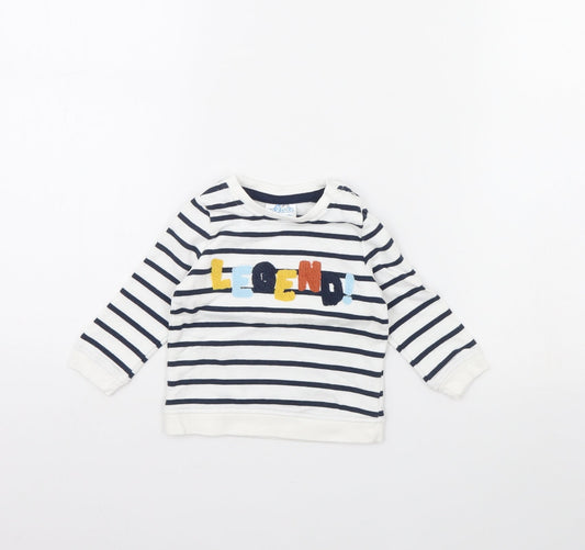 So cute Baby White Striped  Pullover Jumper Size 6-9 Months