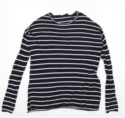 Pull&Bear Womens Blue Striped Knit Pullover Jumper Size S