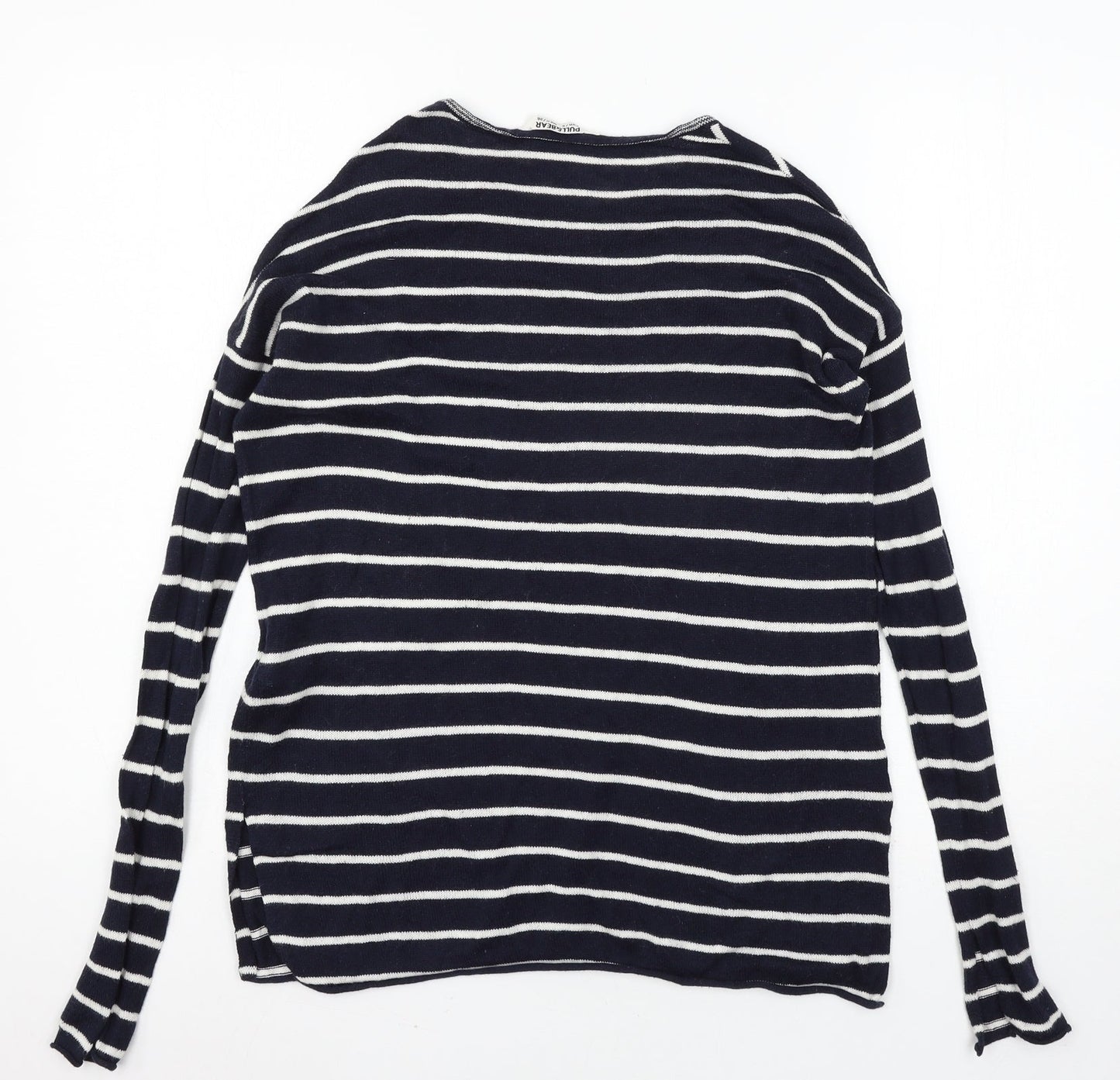 Pull&Bear Womens Blue Striped Knit Pullover Jumper Size S