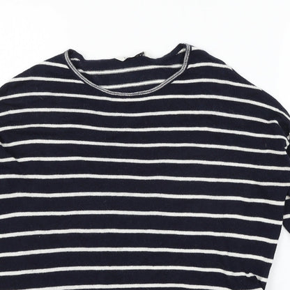 Pull&Bear Womens Blue Striped Knit Pullover Jumper Size S