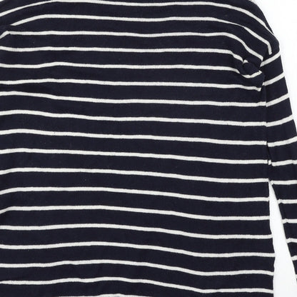 Pull&Bear Womens Blue Striped Knit Pullover Jumper Size S
