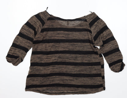 Next Womens Black Striped Knit Pullover Jumper Size 12
