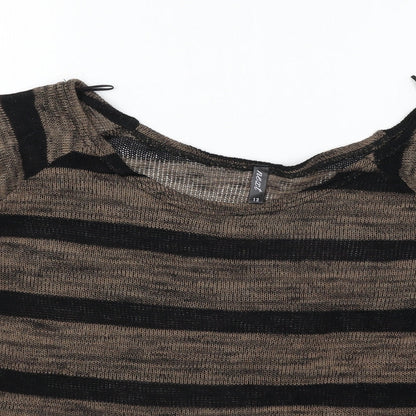 Next Womens Black Striped Knit Pullover Jumper Size 12