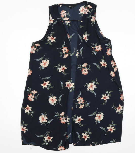New Look Womens Blue Floral  Jacket Waistcoat Size 12