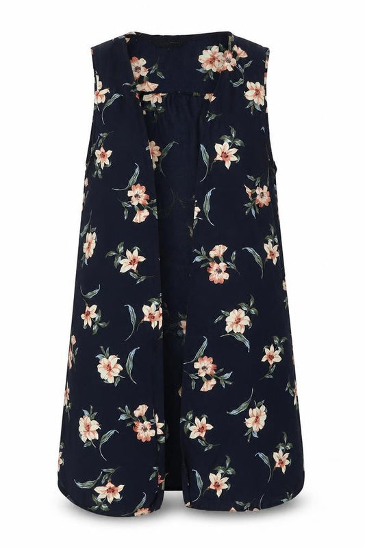 New Look Womens Blue Floral  Jacket Waistcoat Size 12