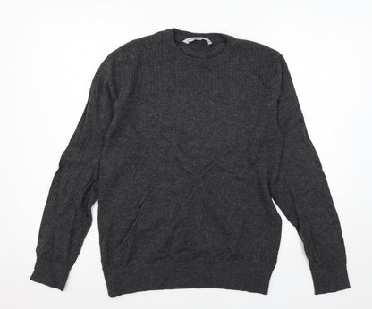Crew Mens Clothing Grey Knit Pullover Jumper Size S