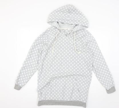 Preloved George Womens Grey Polka Dot Fleece Pullover Hoodie Size 8 - Front