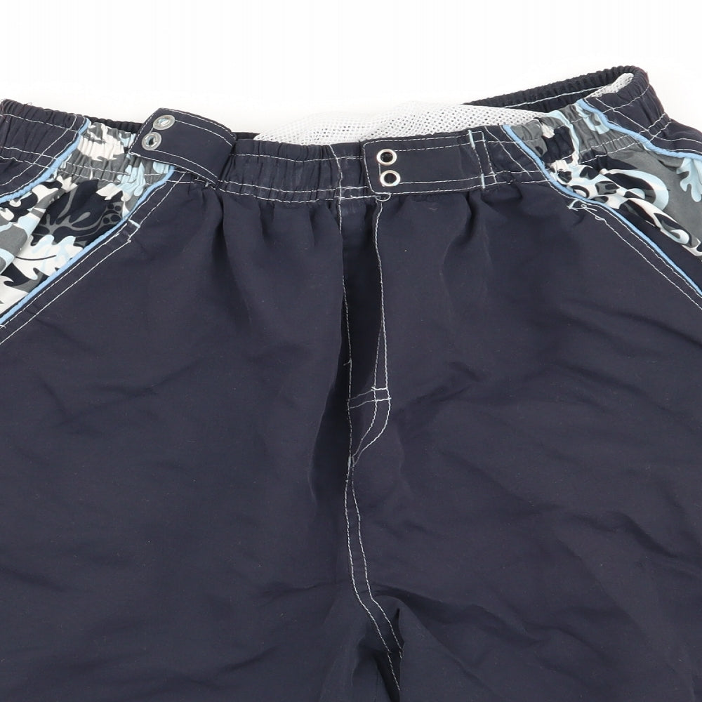 o club Mens Blue Geometric  Sweat Shorts Size M - Stretch waistband