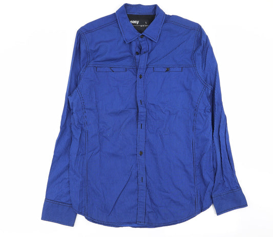 Easy Mens Multicoloured Striped   Button-Up Size L