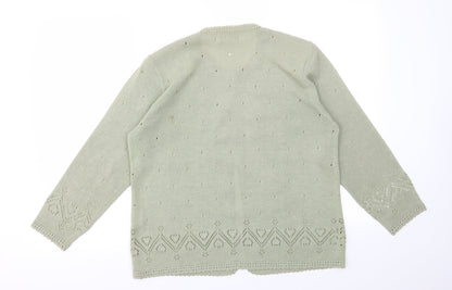 Preloved EFFECTIONS Womens Green   Cardigan Jumper Size M - Back