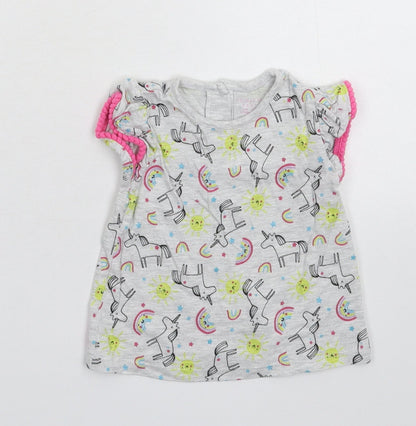 Primark Girls Grey   Basic T-Shirt Size 6-9 Months